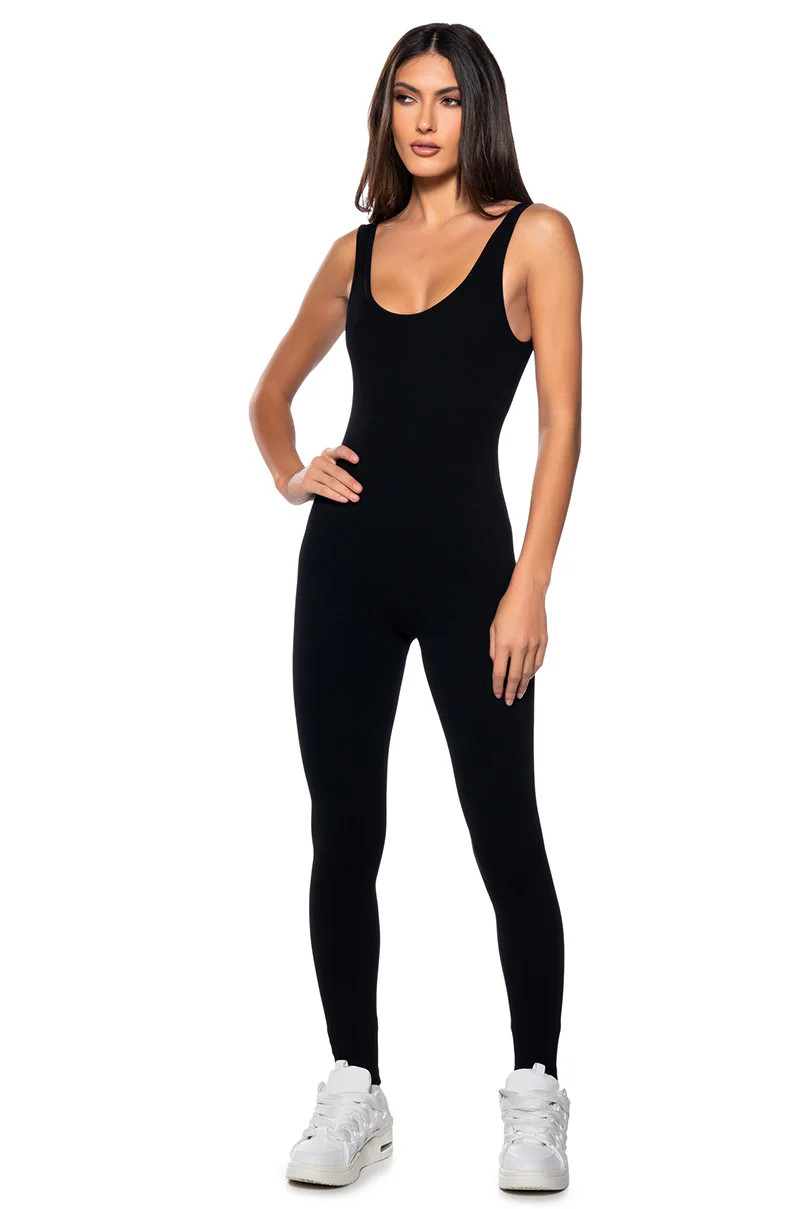 HOT GIRL WALK SLEEVELESS CATSUIT IN BLACK | AKIRA