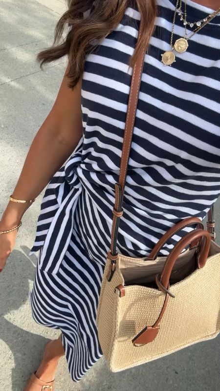 Summer midi dress. Stripe dress. Tie waist dress. LOFT. 
Size XS

#LTKSeasonal #LTKOver40 #LTKSaleAlert