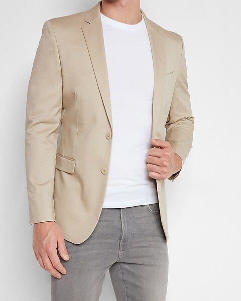 Extra Slim Solid Khaki Cotton Suit Jacket | Express