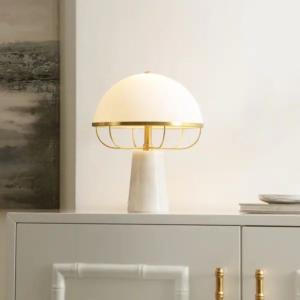 SAFAVIEH Lighting Fraser Dome Top 15-inch Table Lamp (LED Bulb Included) - 12 in. W x 12 in. D x ... | Bed Bath & Beyond