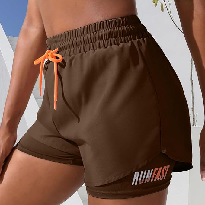 Women’s 2 in 1 Running Shorts High Waist Athletic Workout Gym Shorts with Liner and Drawstring | Amazon (US)