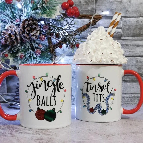 Jingle Balls and Tinsel Tits  Couples Christmas Mugs | Etsy | Etsy (US)