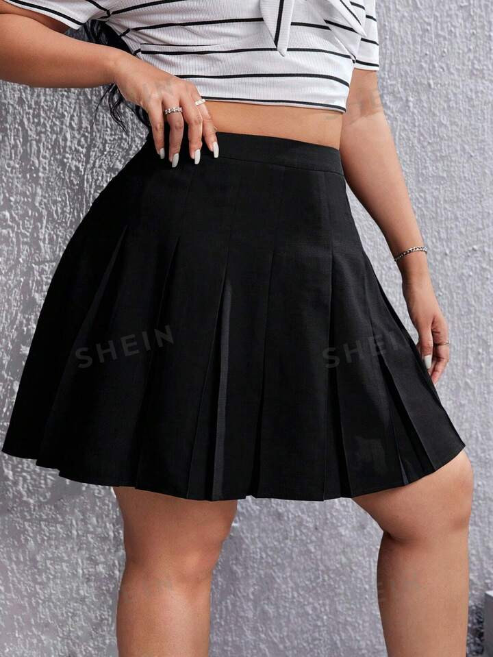 SHEIN Qutie Plus High Waist Pleated Skirt | SHEIN