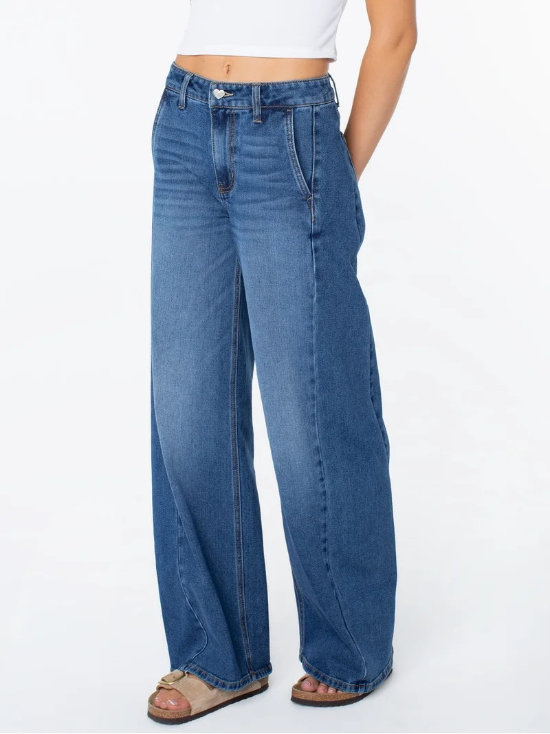 Celebrity Pink Women's and Women's Plus Wide Leg Jeans, Sizes 1-24 | Walmart (US)