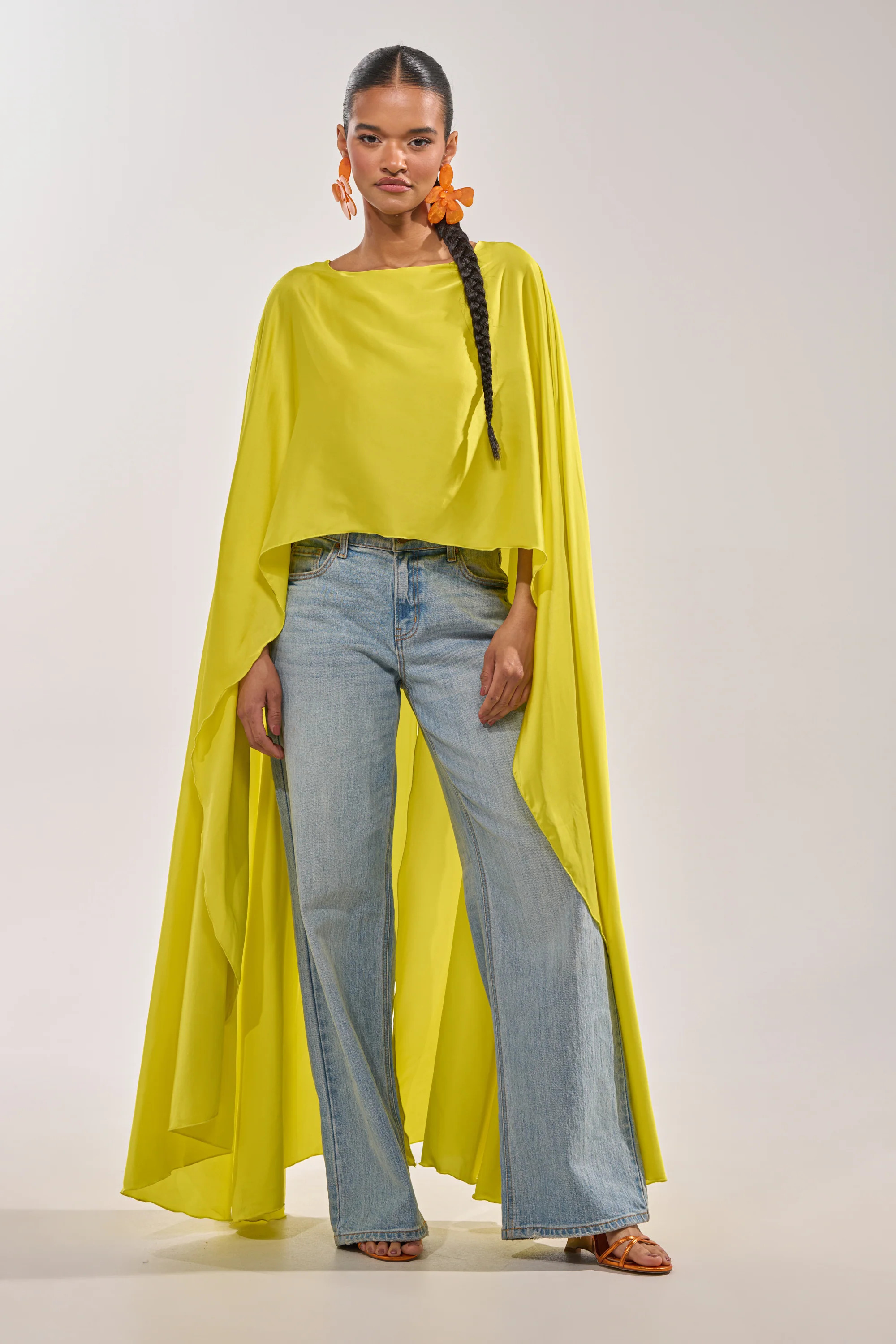SO CHIC CAPE BLOUSE IN YELLOW | AKIRA
