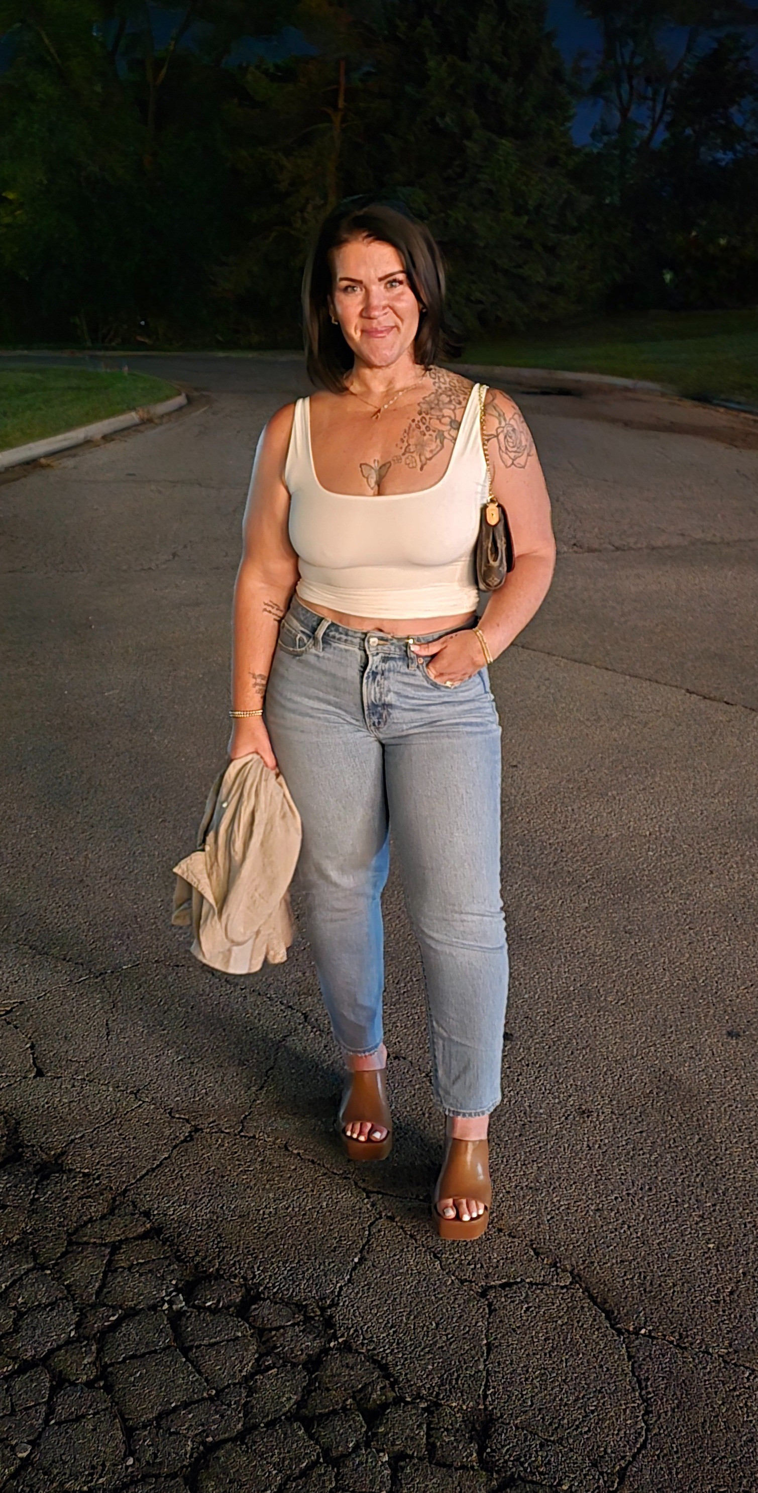 Dont underestimate a simple outfit!! This double lined white tank makes my life so easy!! And these straight leg jeans are perfect dressed up or down! 

#LTKMidsize #LTKOver40 #LTKStyleTip