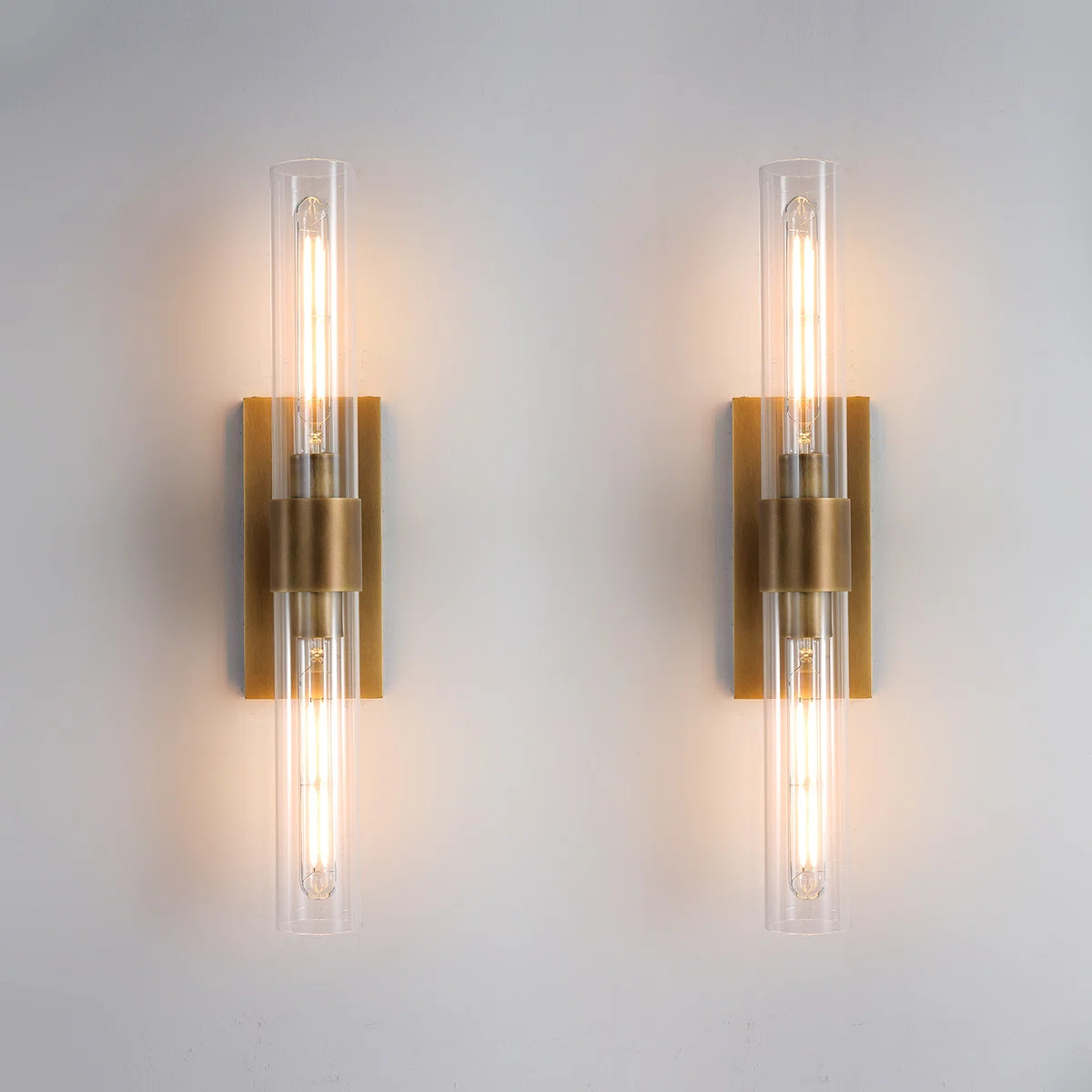 Zolee Luxury Brass Glass Wall Sconces ，Brass Wall Lights for Bathroom Vanity(Including Bulb) (S... | Wayfair North America