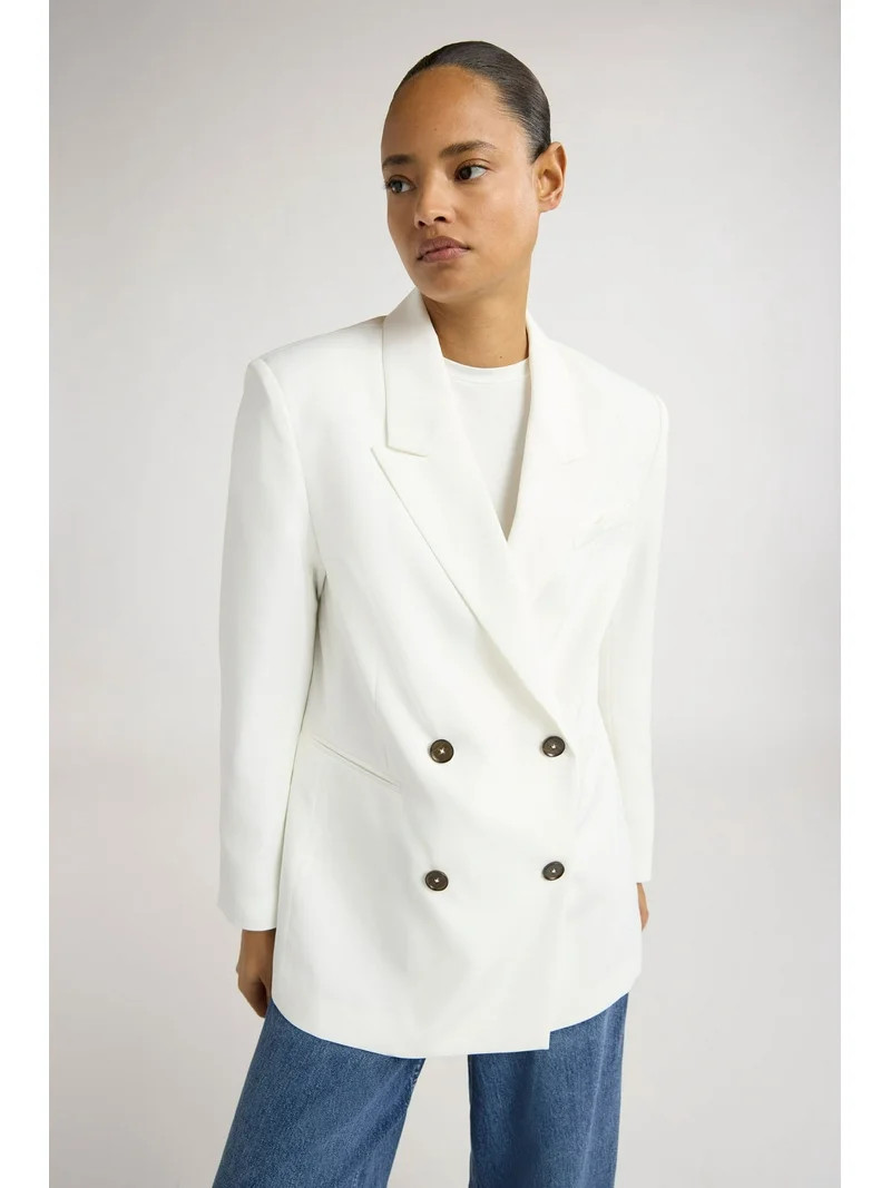 Scoop Women's and Women's Plus Crepe Slouchy Double Breasted Blazer, Sizes XS-4X | Walmart (US)