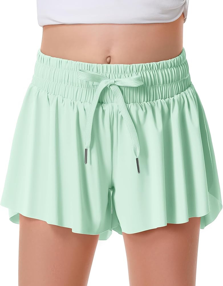 Girls Flowy Shorts Butterfly Shorts for Kids with Pocket 2-in-1 Athletic Shorts Running Shorts fo... | Amazon (US)