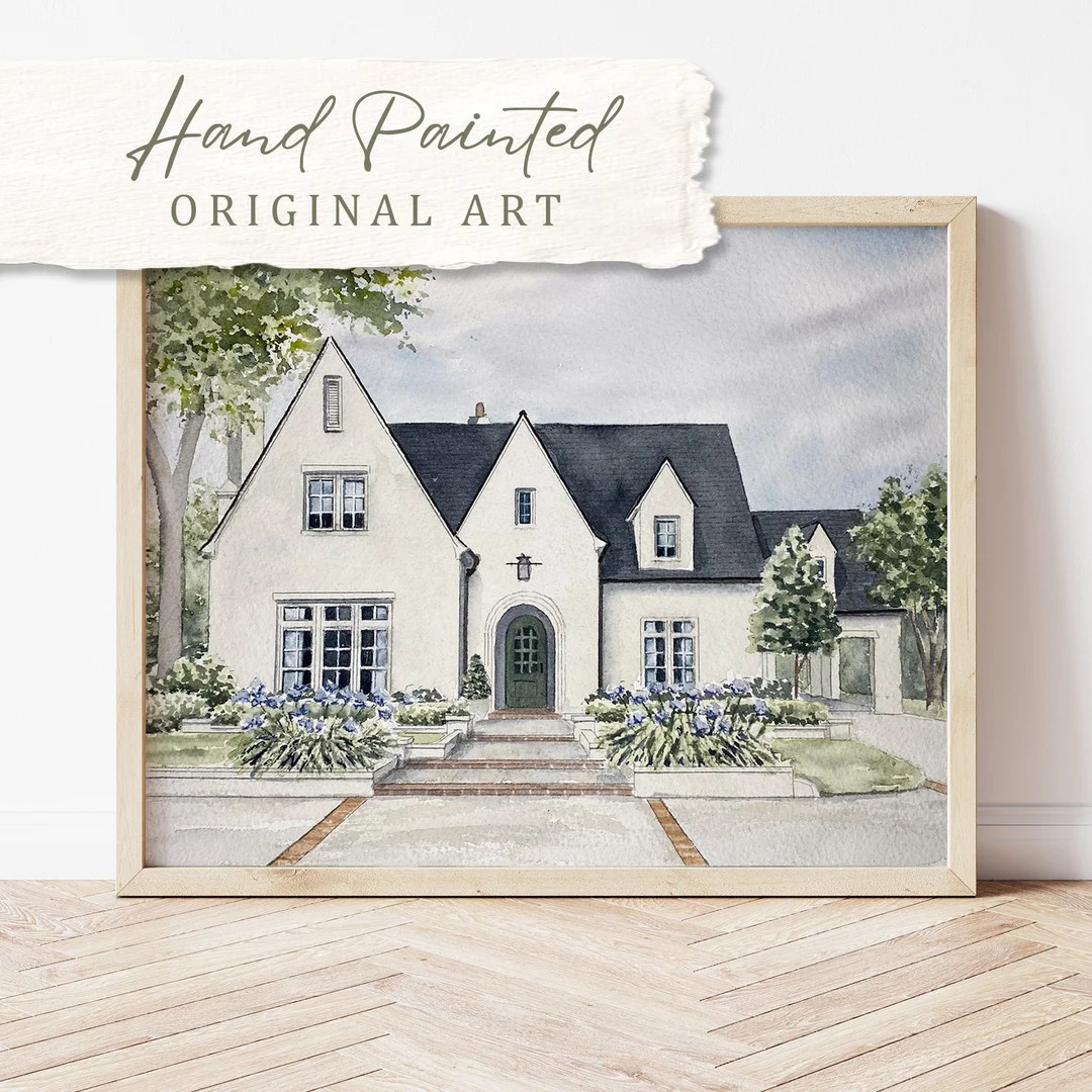 House Painting Handpainted Watercolor Portrait From Photo - Etsy | Etsy (US)