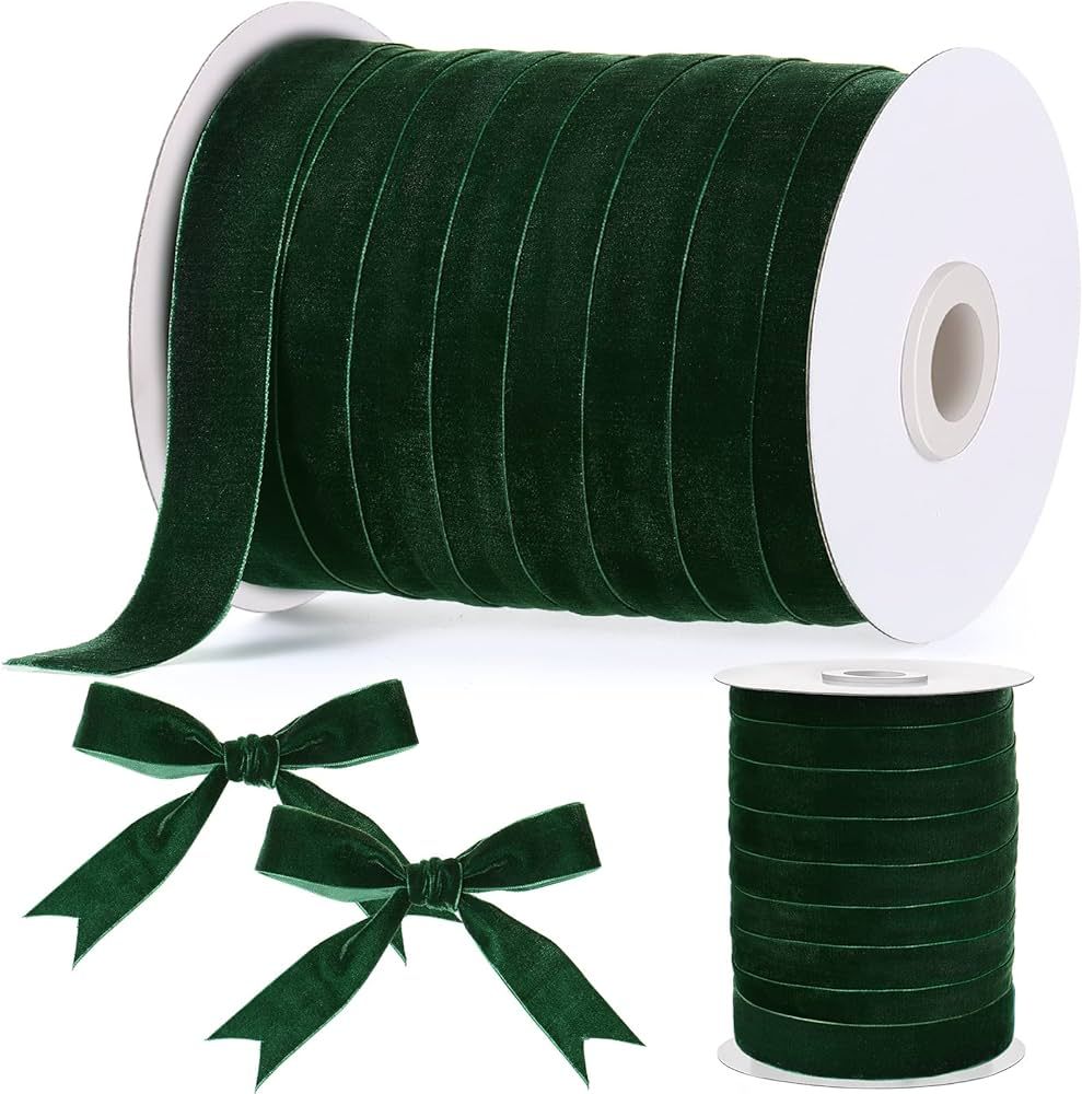 Chuangdi Christmas Ribbon Spool Red and Green Vintage Velvet Ribbons for Christmas Wreath Decorat... | Amazon (US)