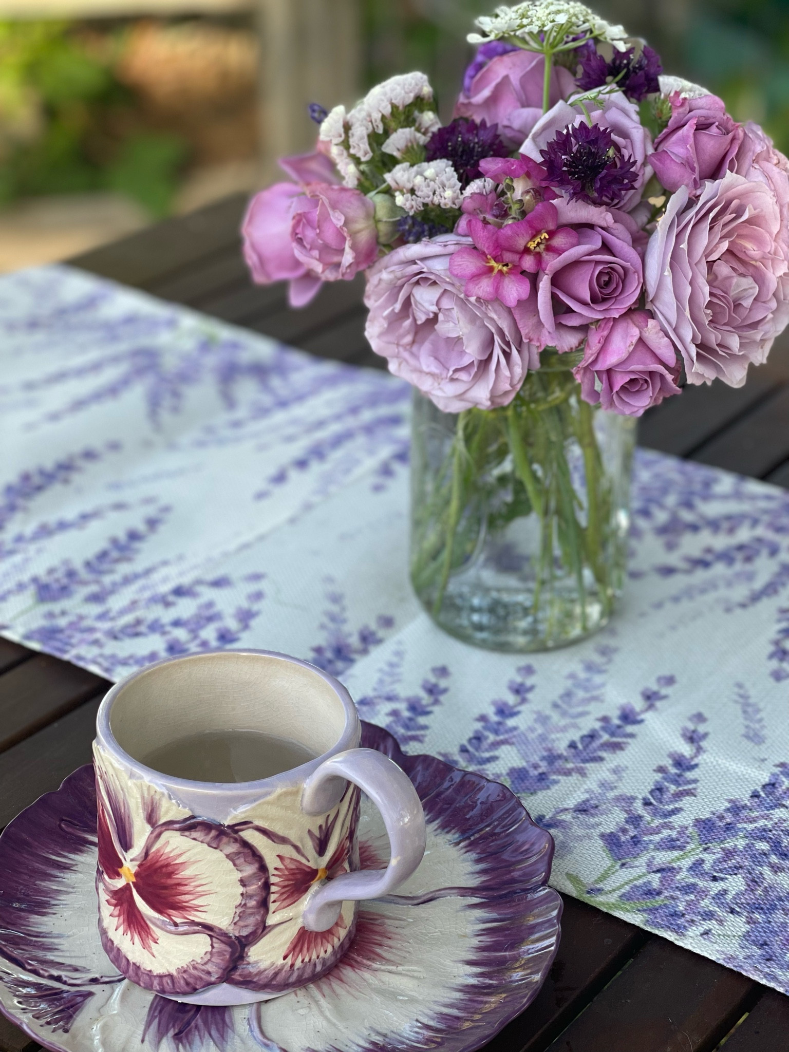 Lavender tablescape. Purple tablescape. Floral tablescape. Floral table decor. Beautiful garden bouquet in quart mason jar. Summer tablescape. Summer table decor. Amazon outdoor furniture. Amazon outdoor table decor. Amazon outdoor dining table under $250. Anthropologie finds. Anthro finds. Walmart finds. Walmart home. Brunch outdoor tablescape. Brunch table decor. Bridal shower tablescape. 1st birthday tablescape. Amazon table runner. 💜

#LTKunder50 #LTKFind #LTKhome