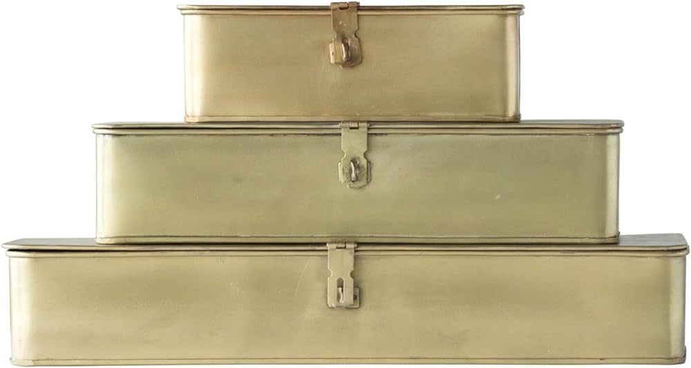 Creative Co-Op Decorative Metal Boxes with Brass Finish (Set of 3 Sizes), DA9979 | Amazon (US)