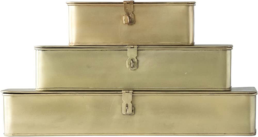 Creative Co-Op Decorative Metal Boxes with Brass Finish (Set of 3 Sizes), DA9979 , 16" | Amazon (US)