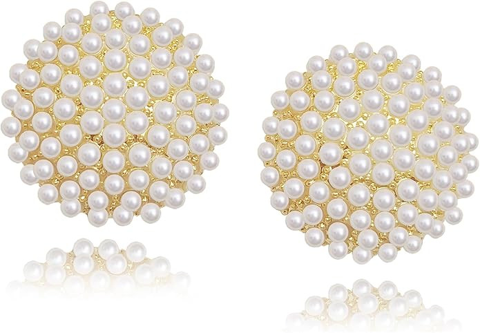 Pearl Drop Earrings for Women 18K Plated Real Gold S925 Sterling Silver Posts Cluster Pearl Dangl... | Amazon (US)