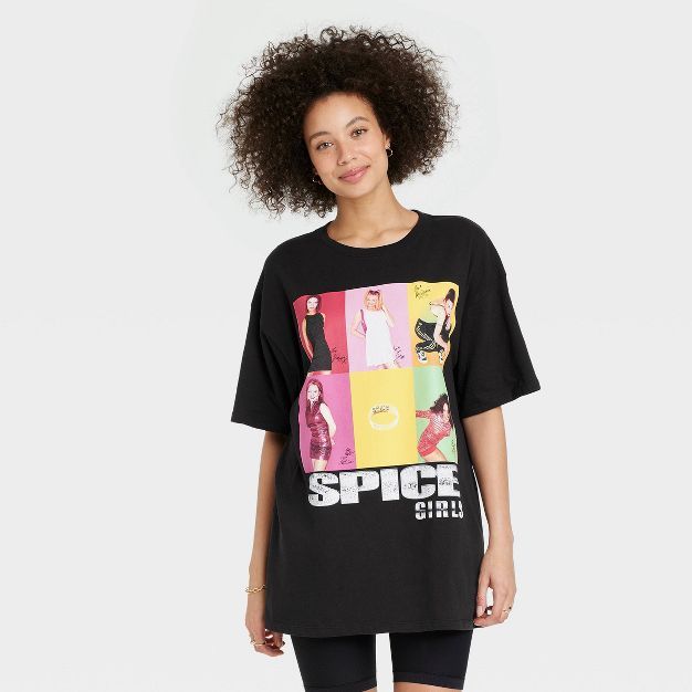 Women's Spice Girls Short Sleeve Graphic T-Shirt Dress - Black | Target
