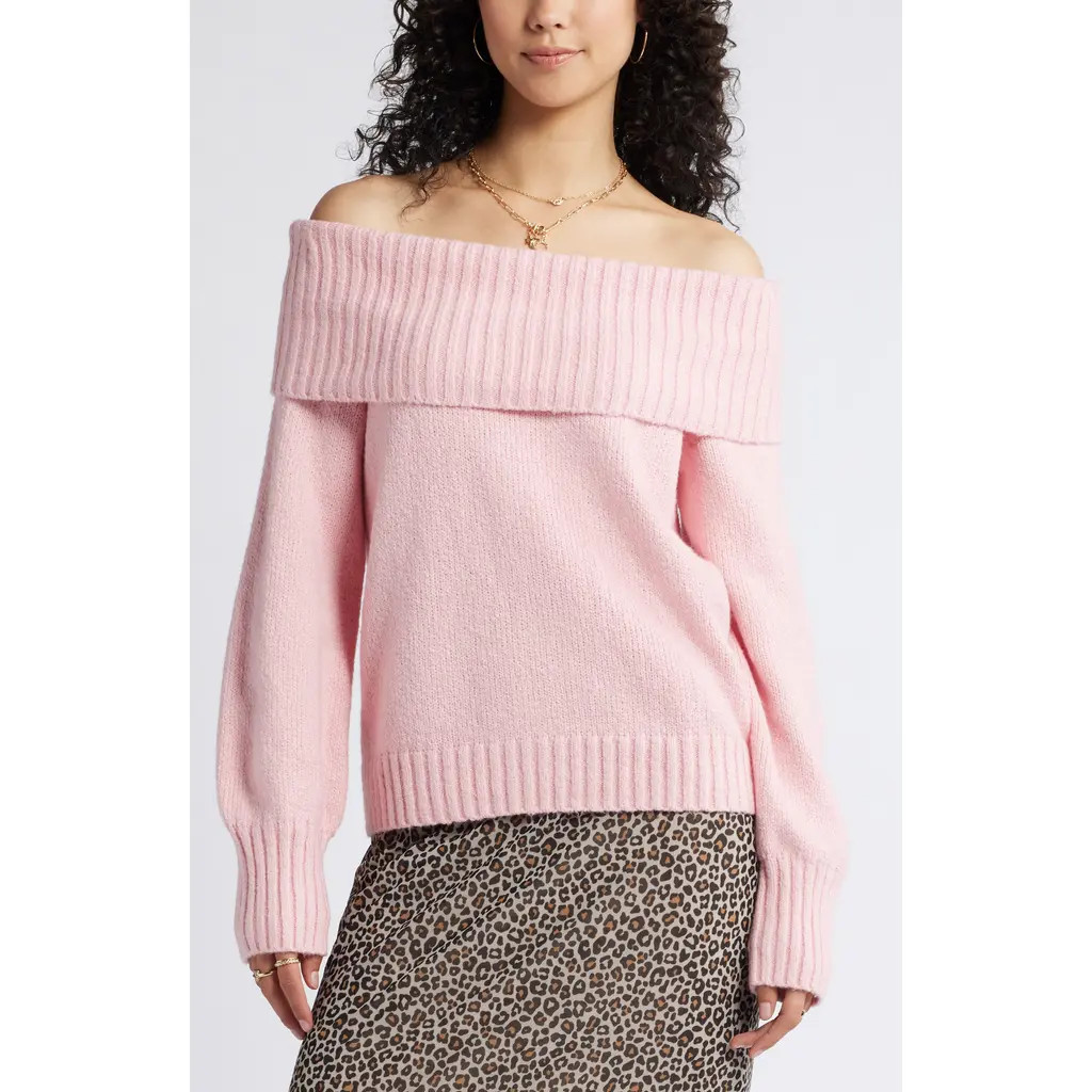 BP. Off the Shoulder Sweater in Pink Coral at Nordstrom, Size Small | Nordstrom