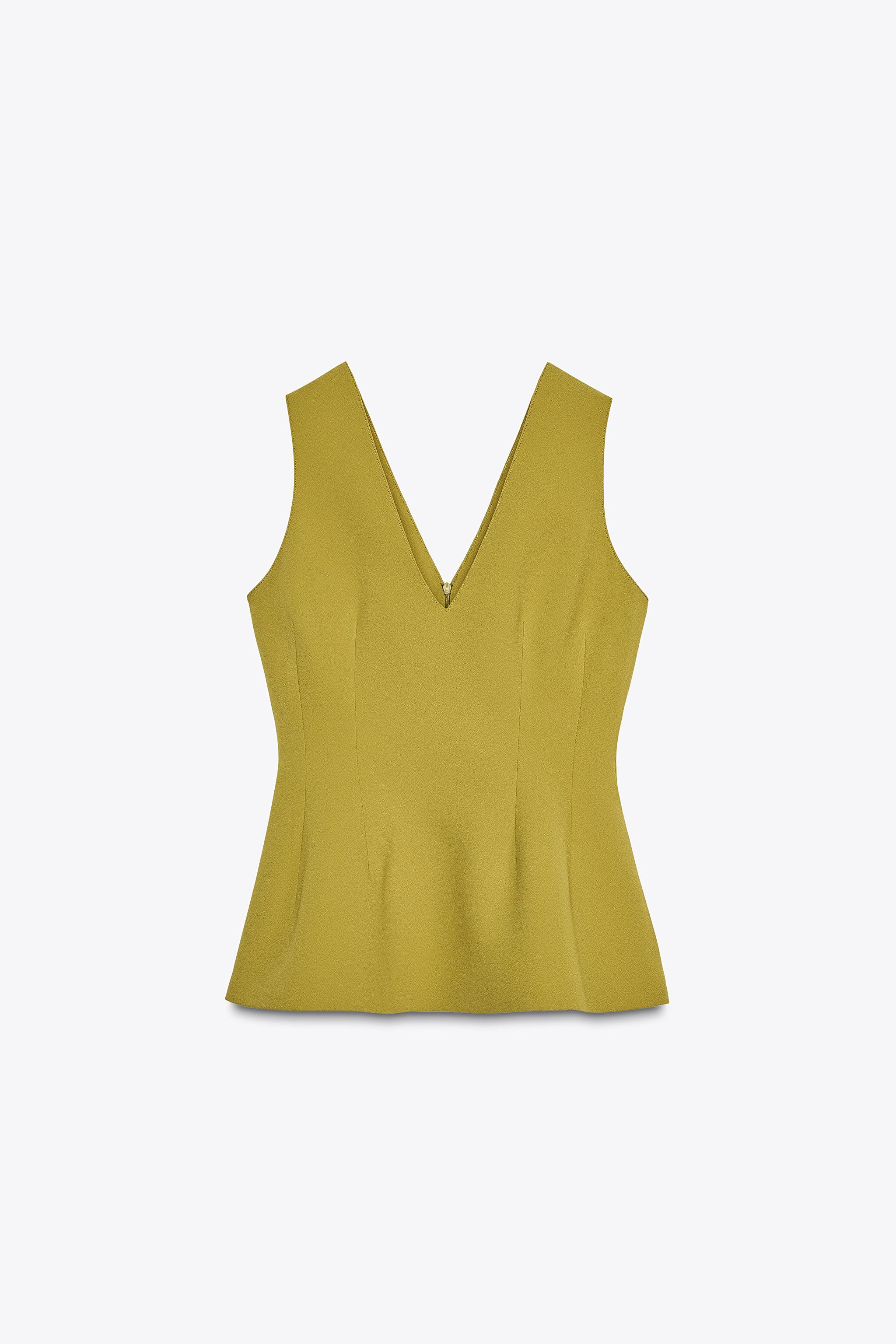 ZARA WOMAN COLLECTIONSleeveless V-neck top with a V-back. Peplum hem. Concealed back zip closure. | Zara US