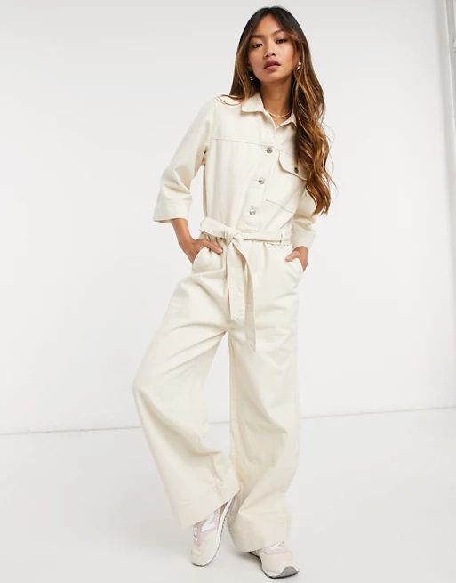 Selected Denim Helena Jade Jumpsuit in White | ASOS | ASOS (Global)