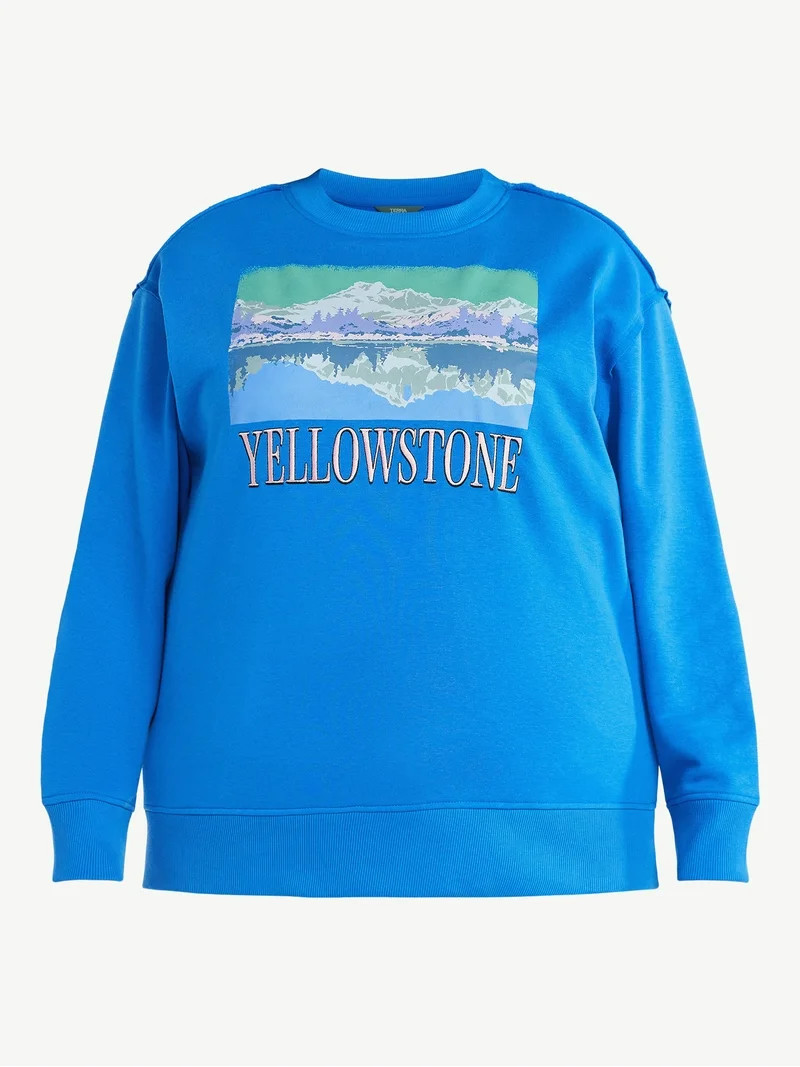 Terra & Sky Women's Plus Size Yellowstone Graphic Sweatshirt with Long Sleeves, Sizes 0X-4X - Wal... | Walmart (US)
