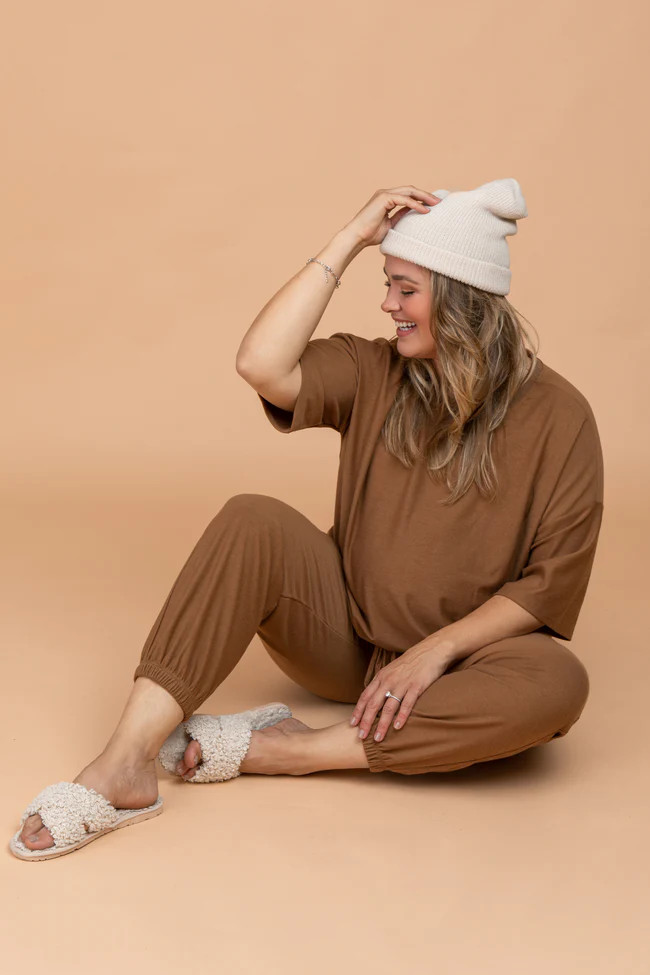 Camel Jogger Maternity Plus Lounge Set | PinkBlush Maternity