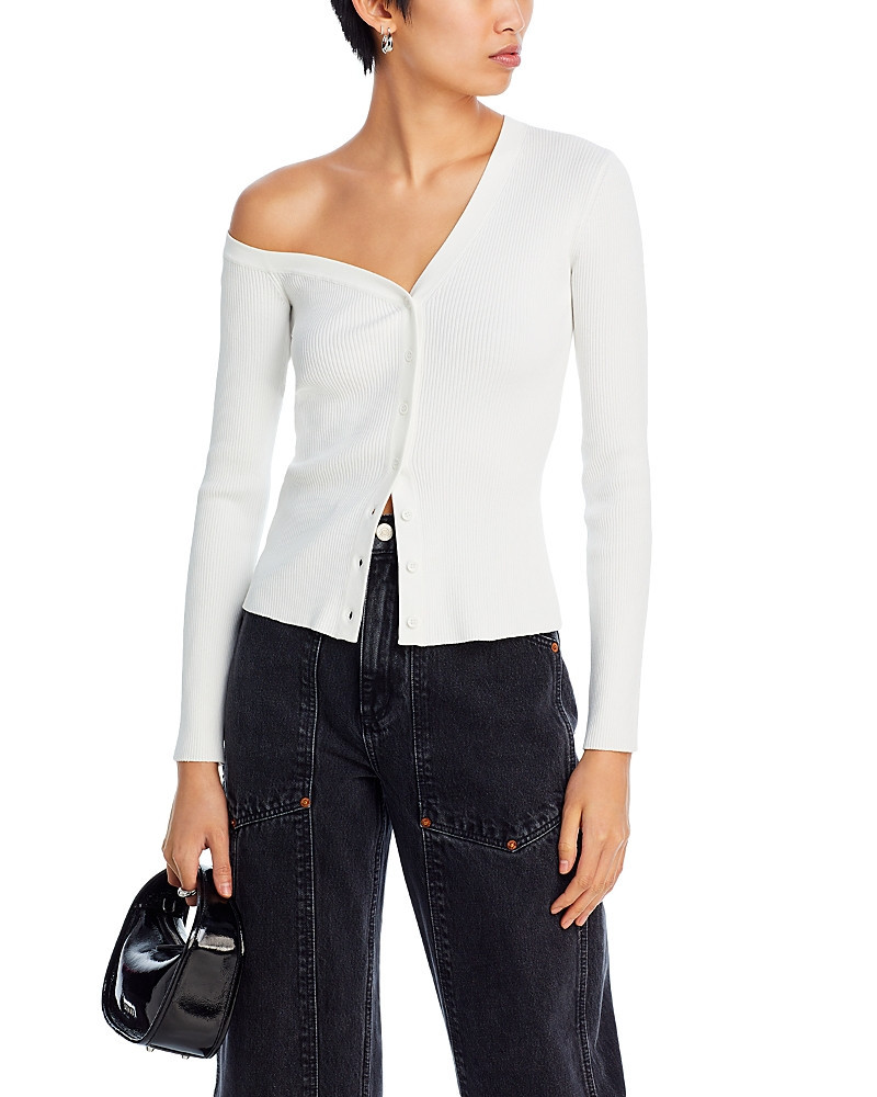 Staud Craftsman One Shoulder Ribbed Cardigan | Bloomingdale's (US)