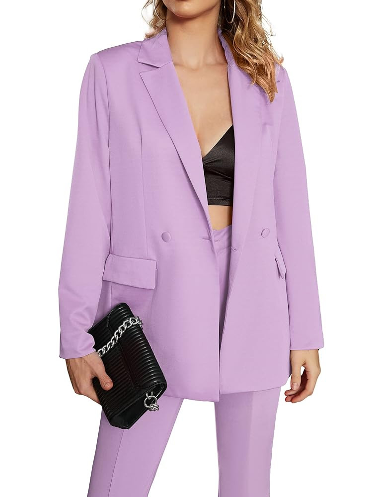 EXTRO&VERT Women Blazer Oversized Long Sleeve Lapel Button Boyfriend Casual Office Suit Jacket | Amazon (US)