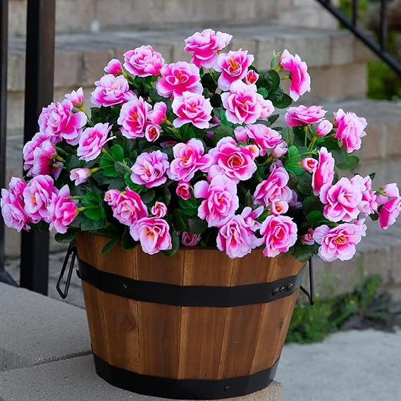 Artificial Faux Outdoor Flowers Plants for Spring Summer Decoration, Fake Silk Camellia UV Resist... | Amazon (US)