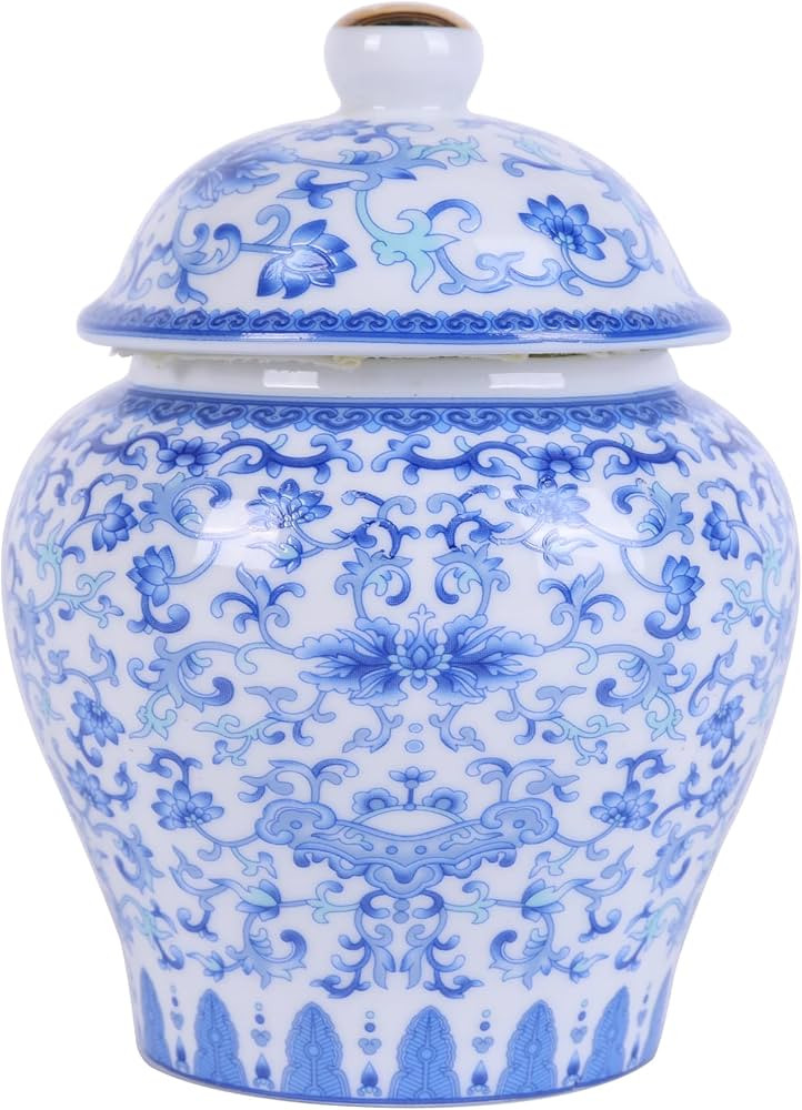 Classic Oriental Mini Ceramic Ginger Jars in Blue and White Porcelain - Decorative Storage Jars w... | Amazon (US)