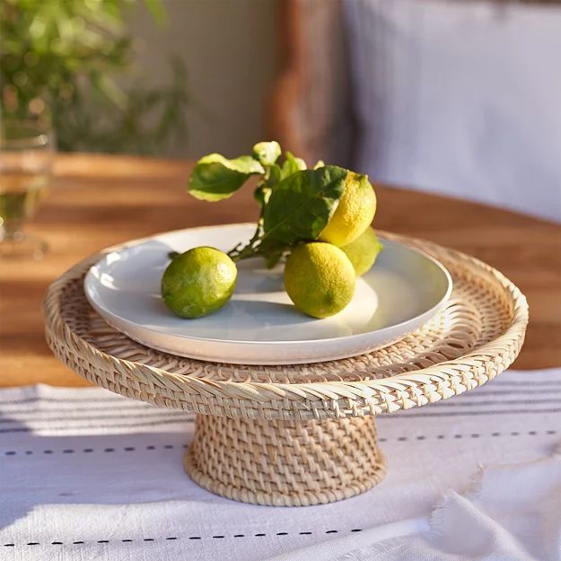 Footed Rattan Serving Stand | Tableware | The  White Company | The White Company (UK)