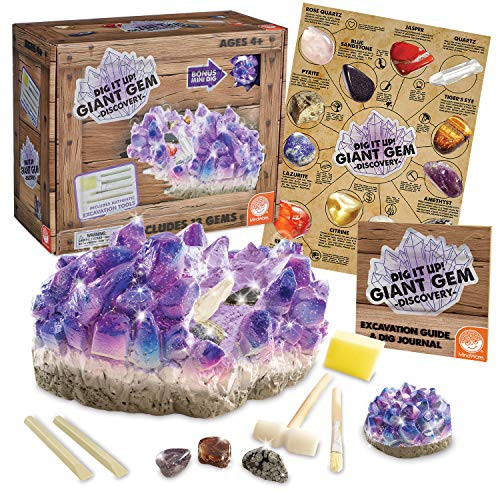 MindWare Dig It Up Giant Gem Discovery Kit - Gemstone Dig Kit Offers Geology for Kids with 12 Real Polished Hidden Gemstones - Includes 1 Giant Gem, Chiseling Tools, Gemstone Poster - Ages 4+ | Amazon (US)