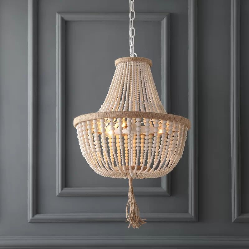 3 - Light Unique Empire Chandelier with Beaded Accent | Wayfair Professional