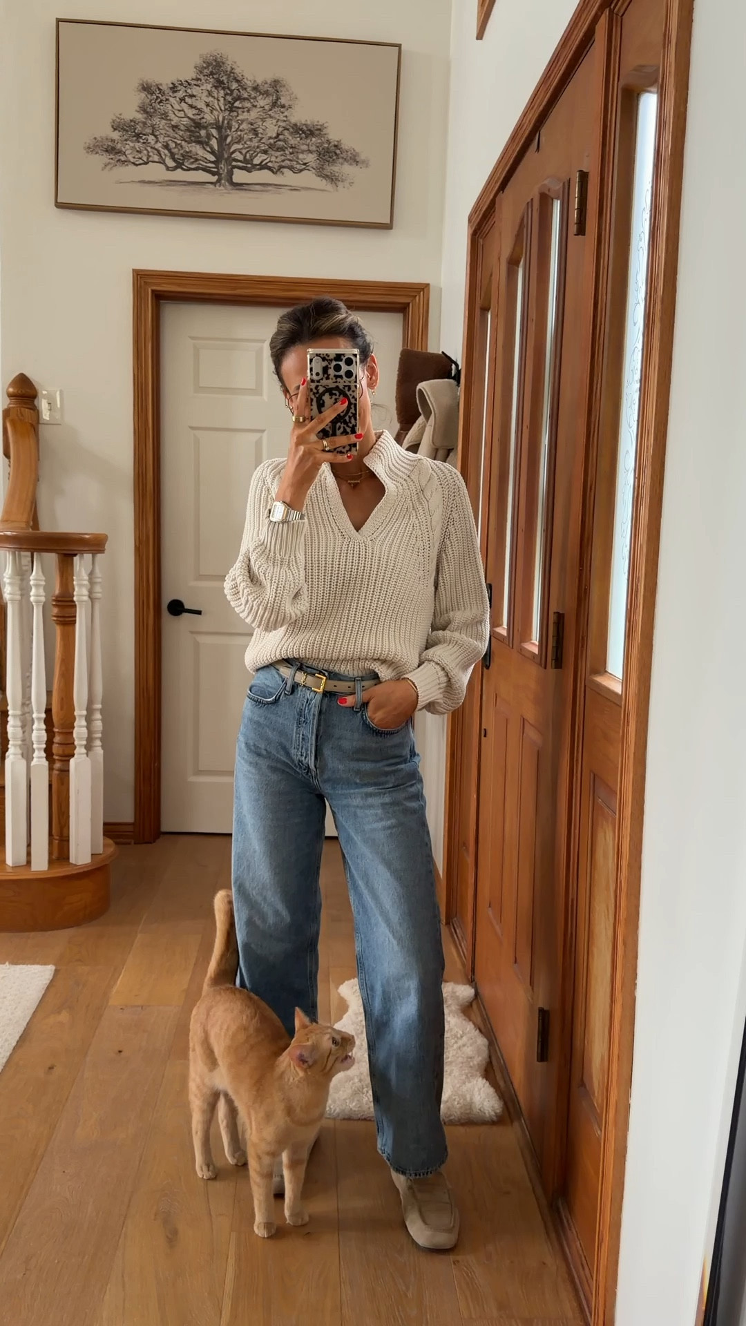 Nail appointment and Saturday errands outfit! - crop wide leg jeans tts/25 this chunky cotton knit is such a classic, love the neckline and fit 

#LTKOver40 #LTKSeasonal #LTKootd