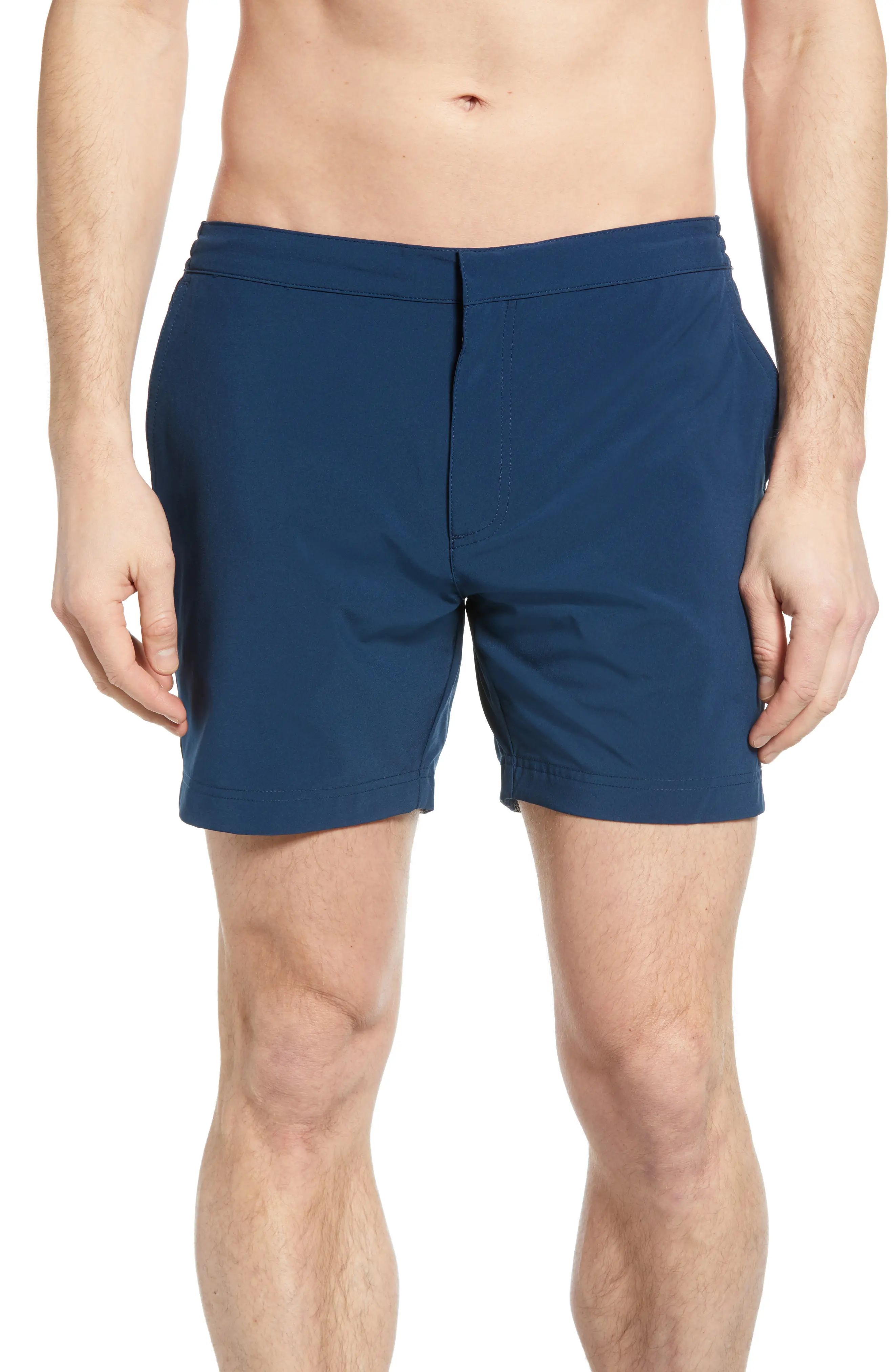 Men's Fair Harbor Sextant Contrast Trim Swim Trunks, Size 34 - Blue | Nordstrom