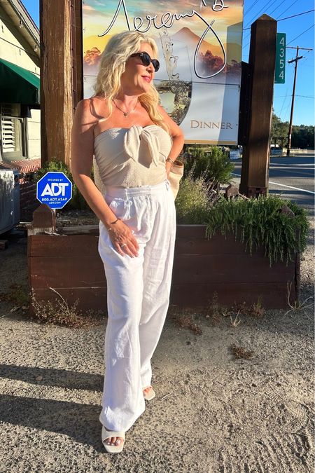 Golden hours in California. Join the vibes with a soft, tonal and comfortable outfit of linen and a jazzy top. 
My Friend Deirdre,    summer outfits, vacation looks, Abercrombie, 

#LTKtravel #LTKSeasonal