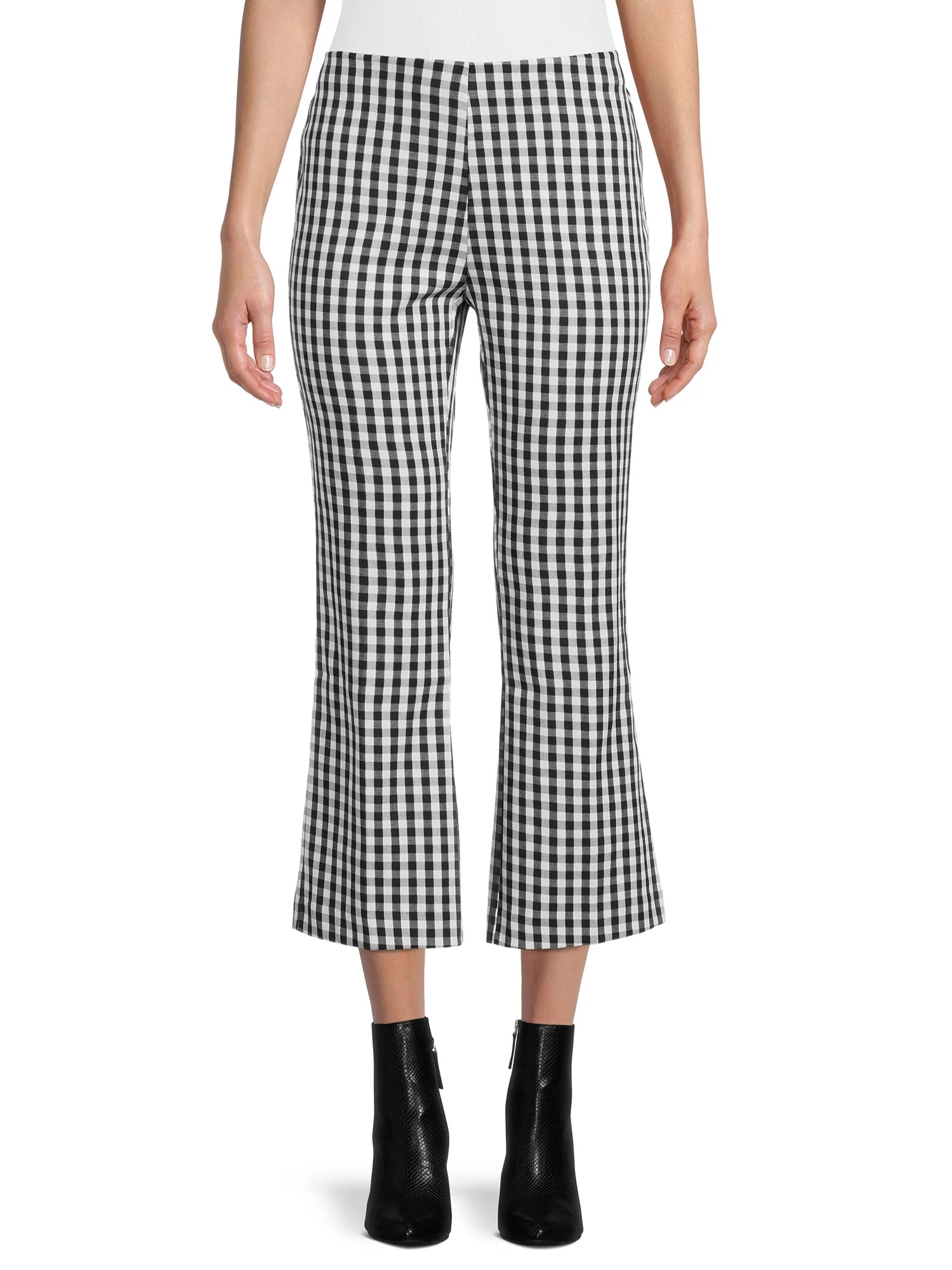 Time and Tru Women's Mid Rise 25" Inseam with Side Zip Closure Kick Flare Crop Pants | Walmart (US)