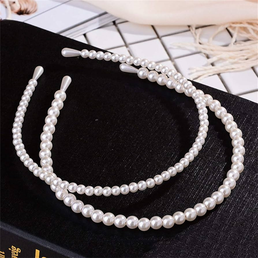 Aoxmas 2pcs Simple Design Pearl Headbands for Women Wedding Party Bridal Hair Hoop Elegant Hair H... | Amazon (US)
