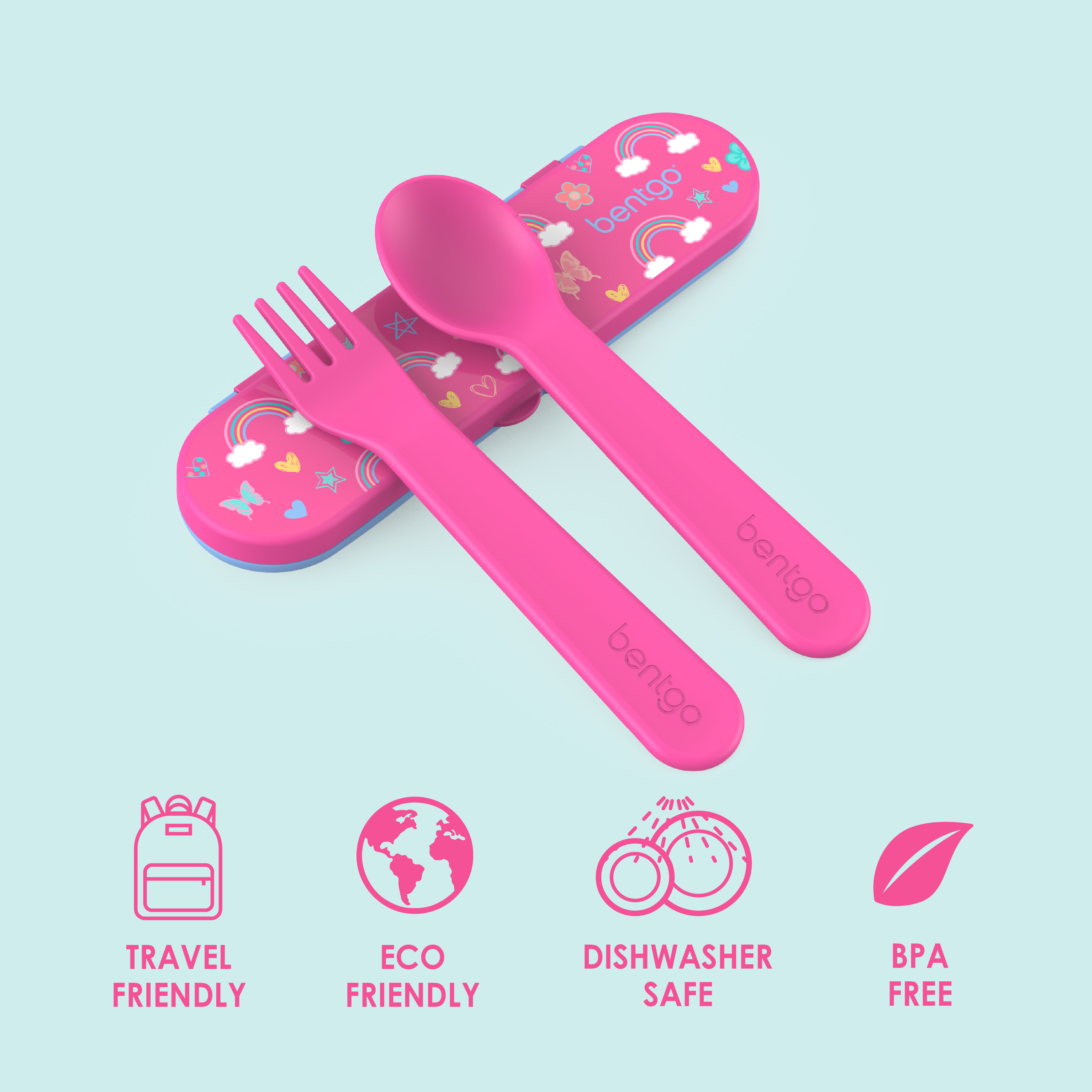Bentgo Kids Utensil Set - Reusable Plastic Fork, Spoon, & Storage Case Made From BPA-Free Materia... | Walmart (US)