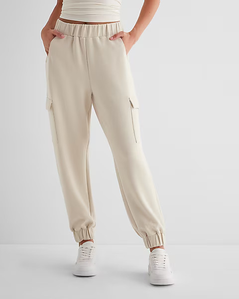 High Waisted Luxe Lounge Cargo Joggers | Express