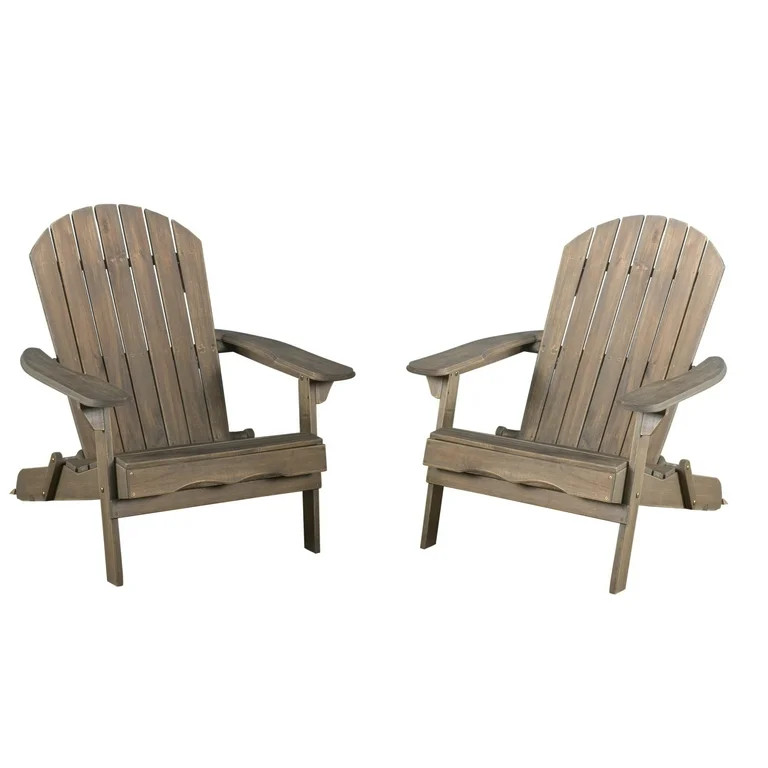 Milan Outdoor Acacia Wood Adirondack Chair (Set of 2), Gray | Walmart (US)