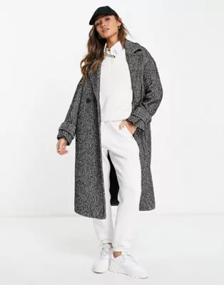 River Island oversized double breasted maxi coat in black | ASOS (Global)