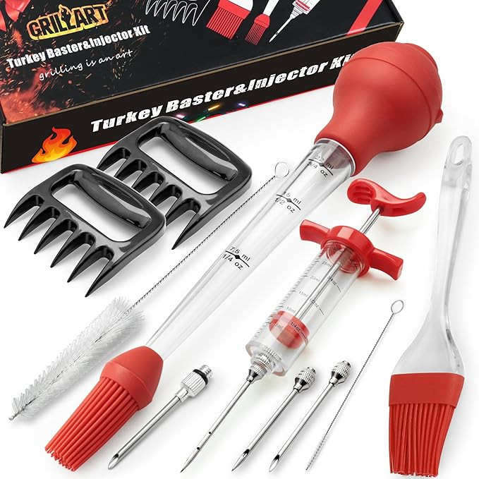 Professional Turkey Baster Meat Injector Syringe Kit, Baster for Cooking Thanksgiving & Christmas... | Amazon (US)