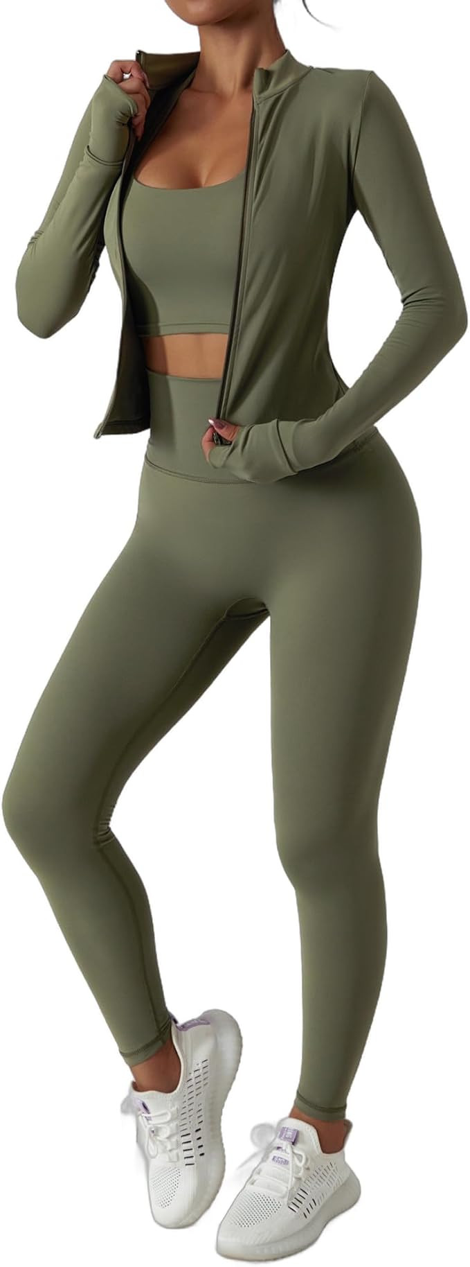 3-Piece Seamless Moisture-Wicking Workout Set for Women - Gym, Fitness, Running, Yoga Sportswear | Amazon (US)