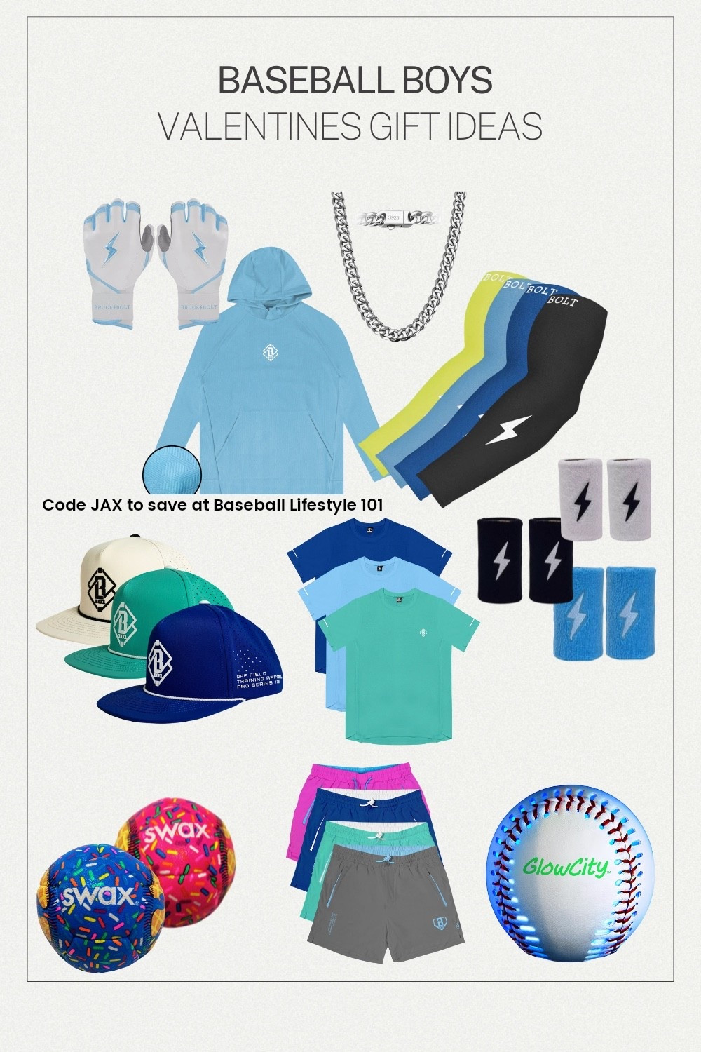 Valentine’s Day gift ideas for baseball boys! 

BL101 | Bruce Bolt | batting gloves | sports | athletic wear | hoodie | golf polo | SnapBack | chain | swig ball | sleeve 

#LTKValentine #LTKmomlife #LTKKids
