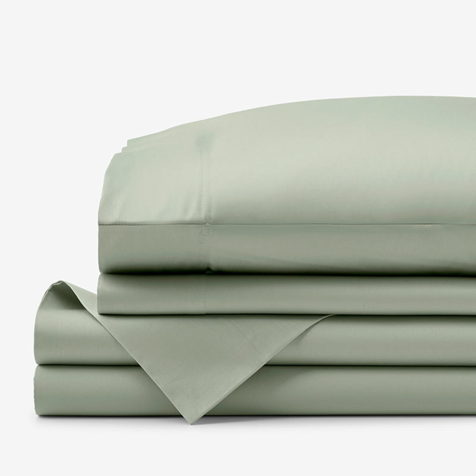 Classic Smooth Sateen Solid Bed Sheet Set - Light Sage, King | The Company Store