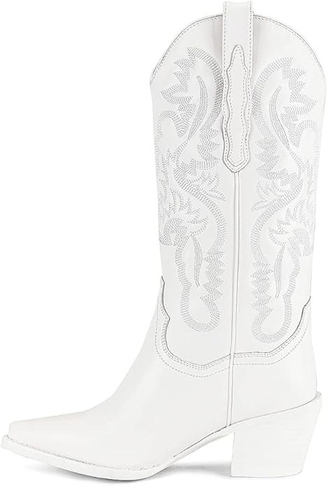 Erocalli Cowgirl Boots Cowboy Boots for Women Western Mid Calf Boots Fashion Retro Pointed Toe Pu... | Amazon (US)