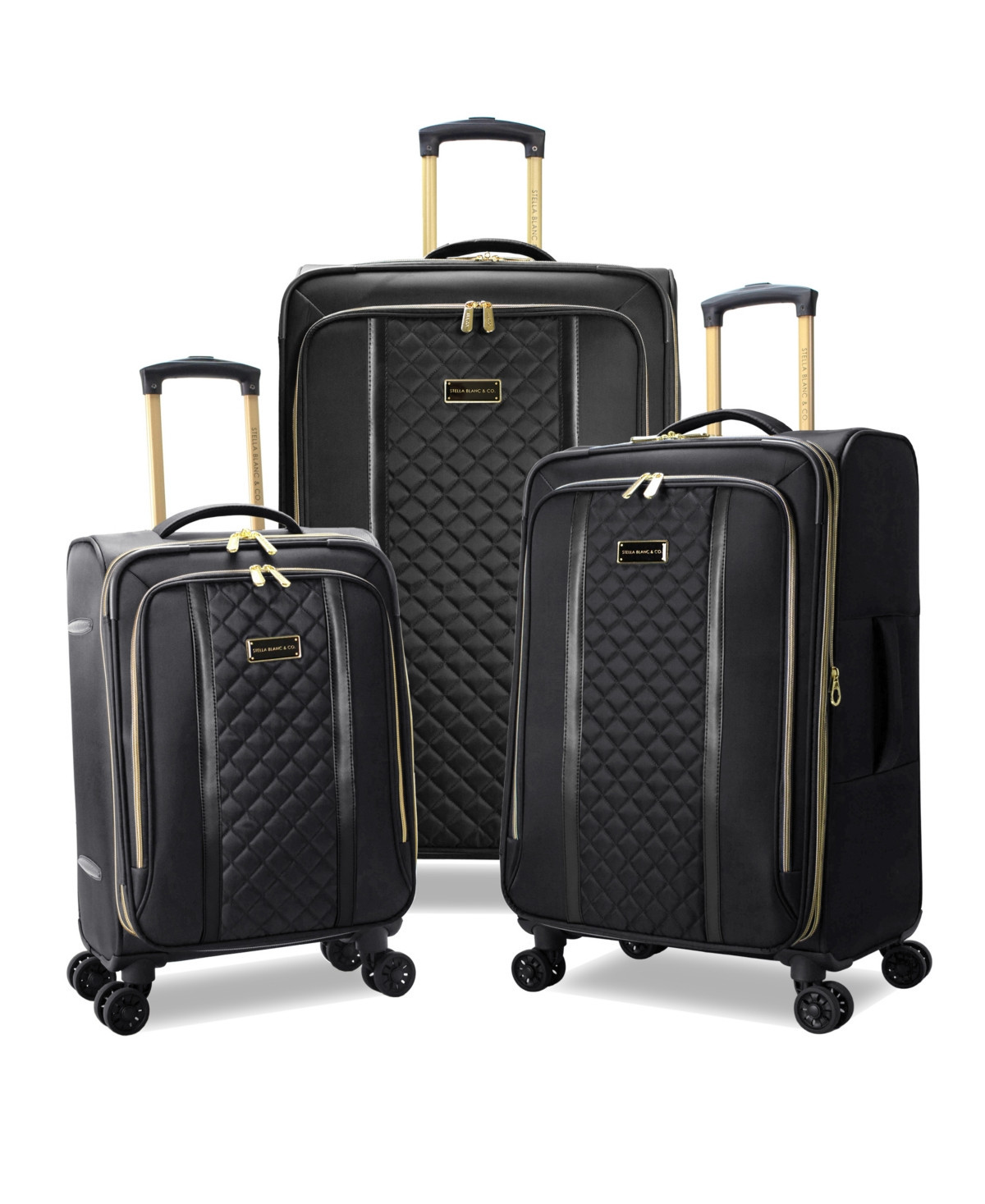 Stella Blanc Sloane 3-Pc. Softside Expandable Spinner Luggage Set - Black | Macy's