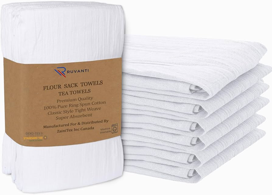 RUVANTI Flour Sack Towels 6 Pack 28x28 Inch, 100% Cotton Tea Towel, Reusable, Machine Washable, A... | Amazon (US)
