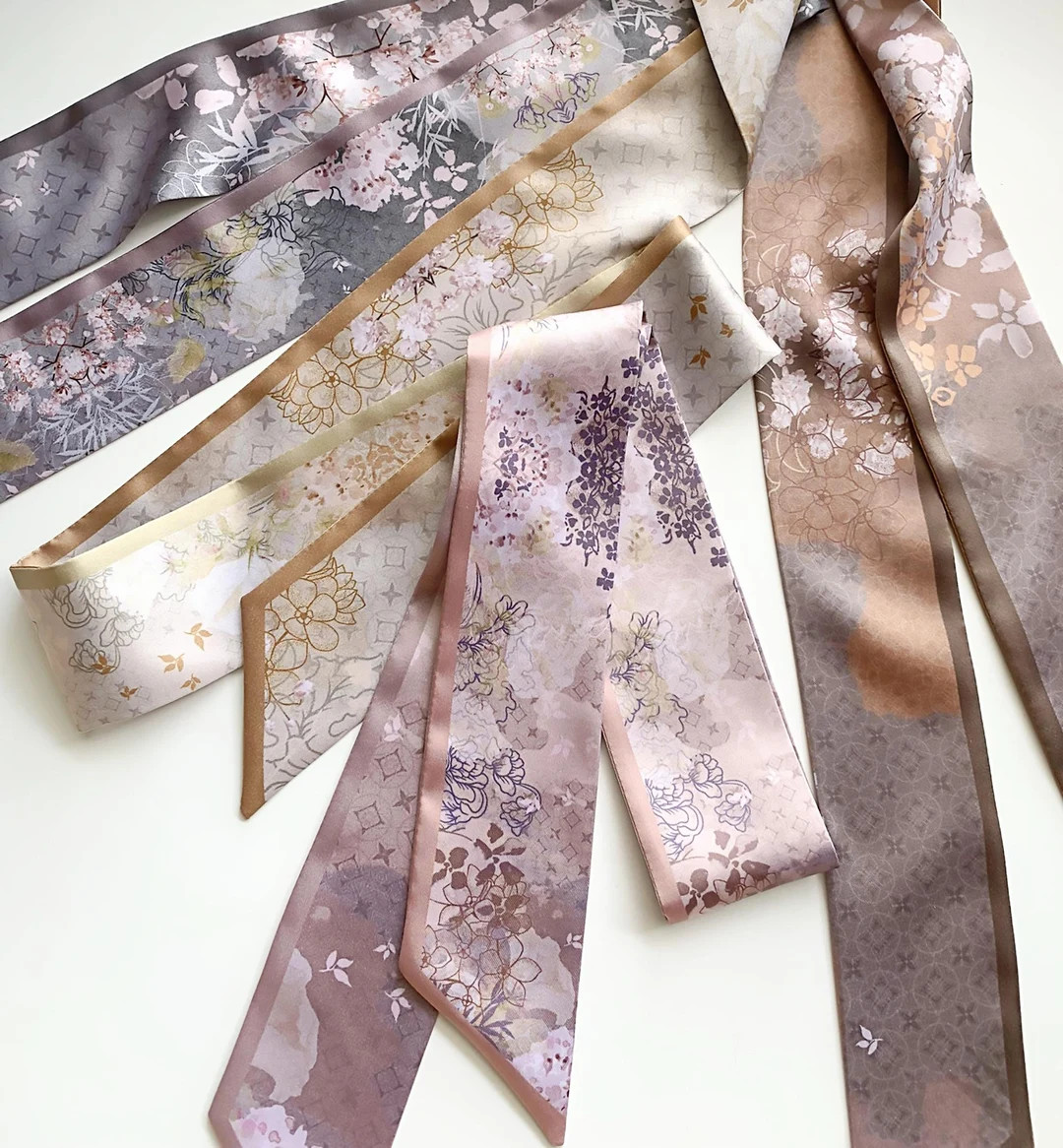 High-quality Floral Handbag Scarf Satin Purse Scarf Handbag Handle Wrap Patterned Skinny Scarf - ... | Etsy (US)