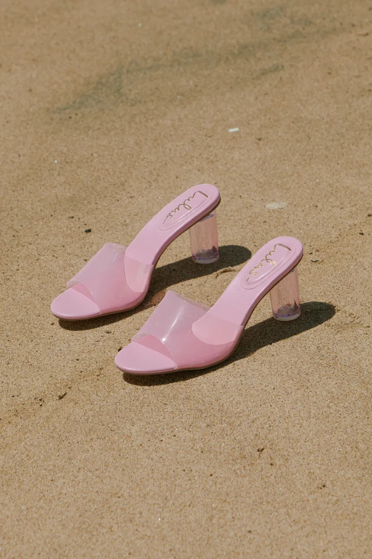 Narline Pink Lucite High Heel Slide Sandals | Lulus